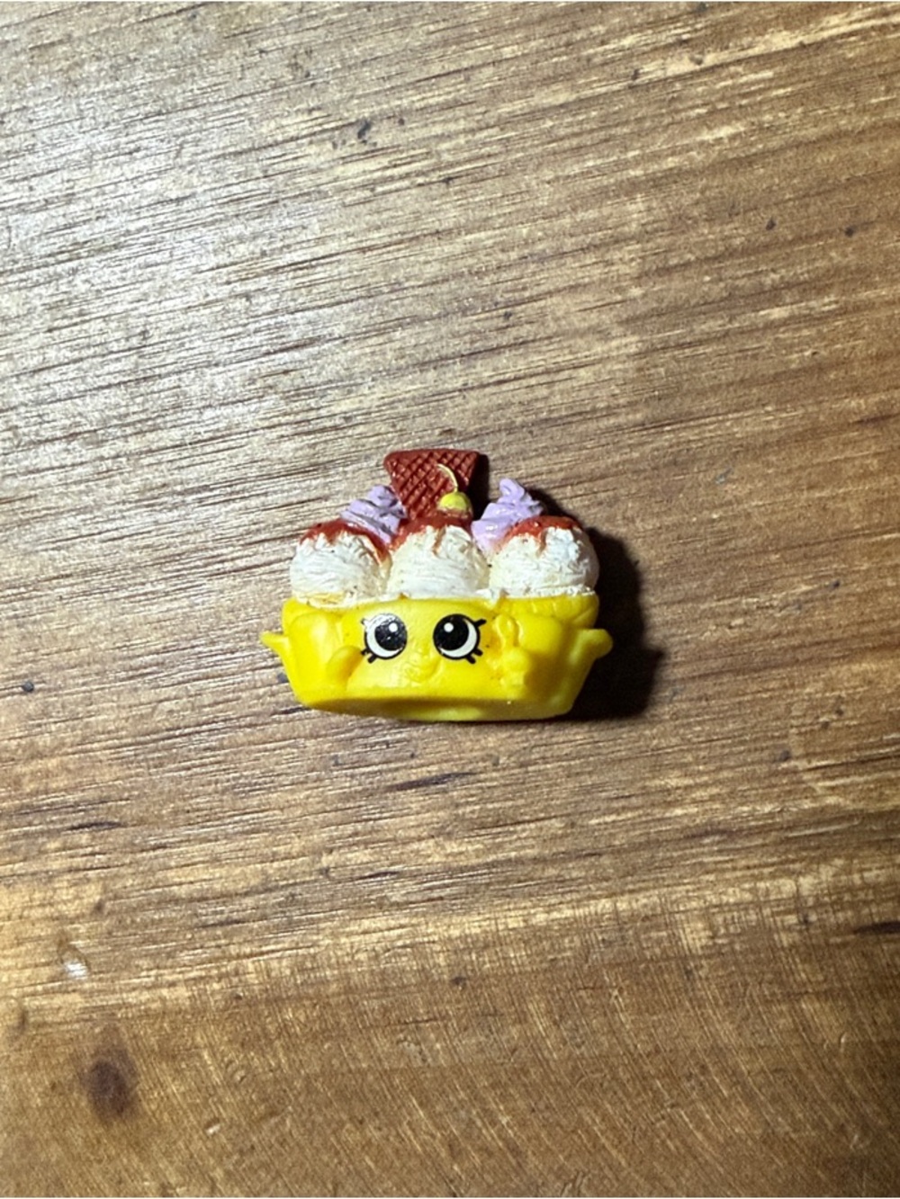 Shopkins Yellow Banana Boat with White Scoops and Pink Swirls